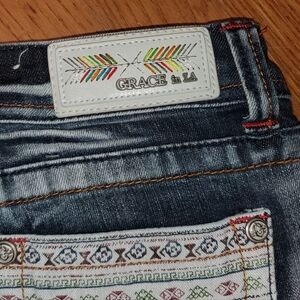 Grace in LA Mixed Pattern Jeans